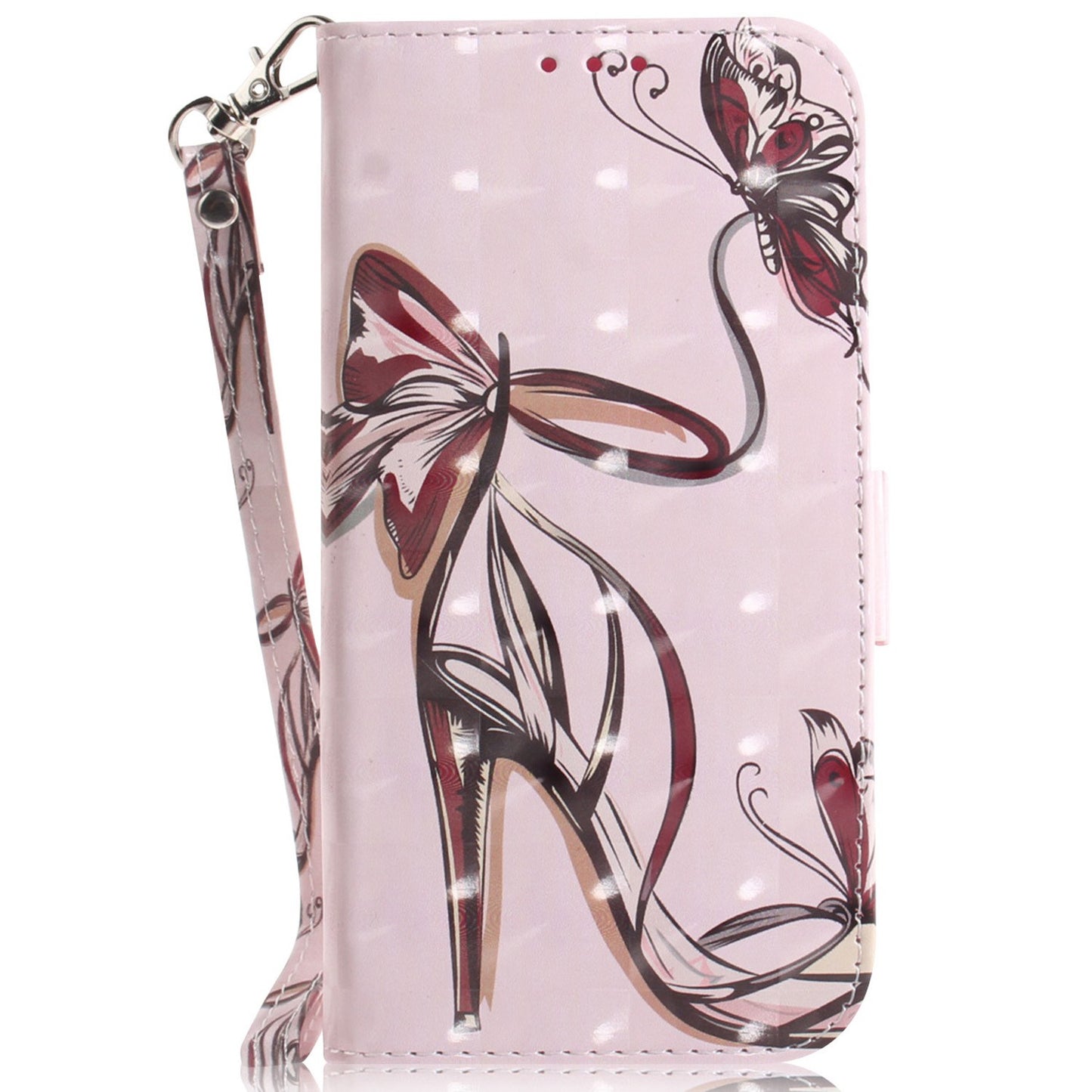 Anti-drop Cell Phone Cover for OnePlus 11 5G Pattern Printing Leather Wallet Phone Stand Case with Strap -  Butterfly High Heels