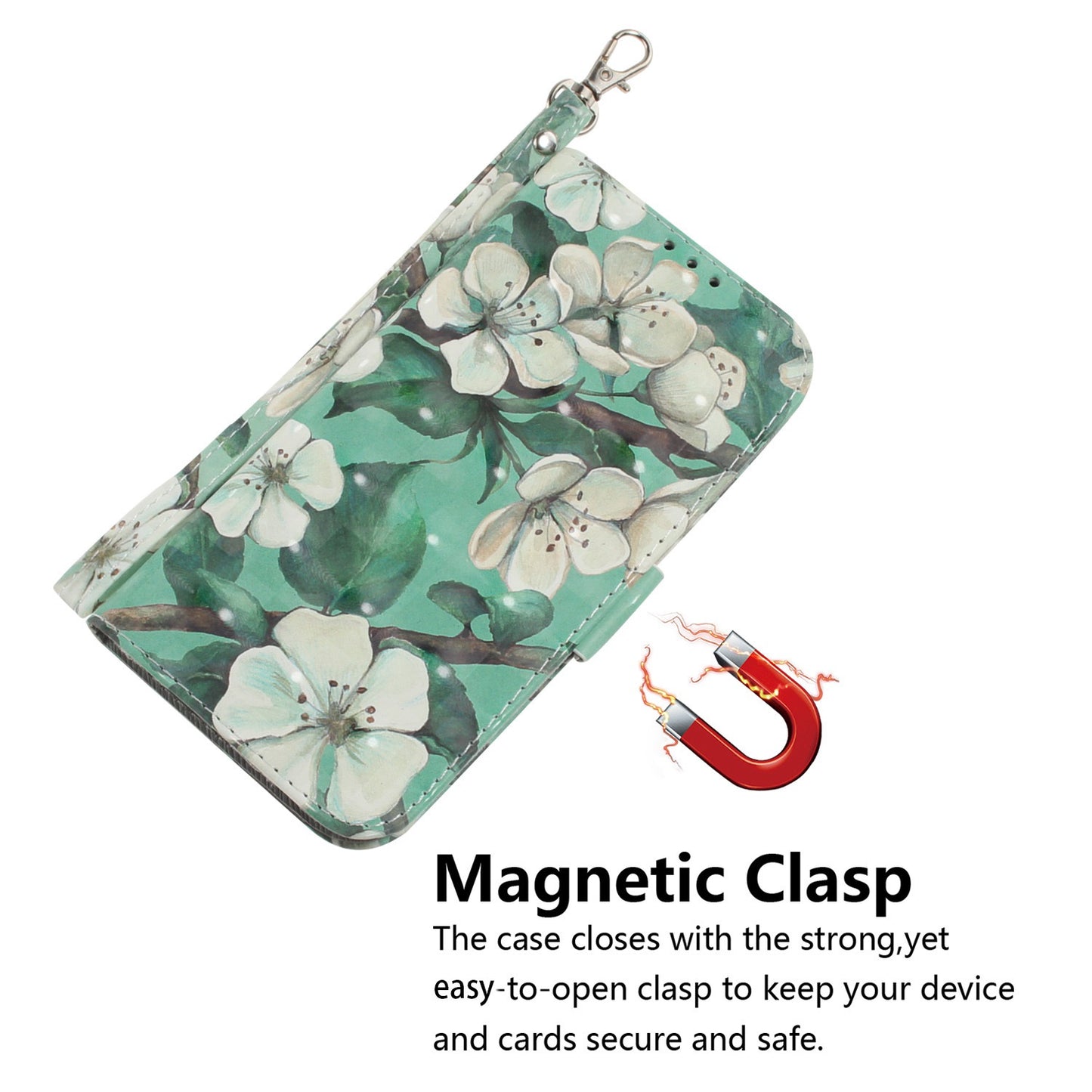Anti-drop Cell Phone Cover for OnePlus 11 5G Pattern Printing Leather Wallet Phone Stand Case with Strap - Watercolor Flowers