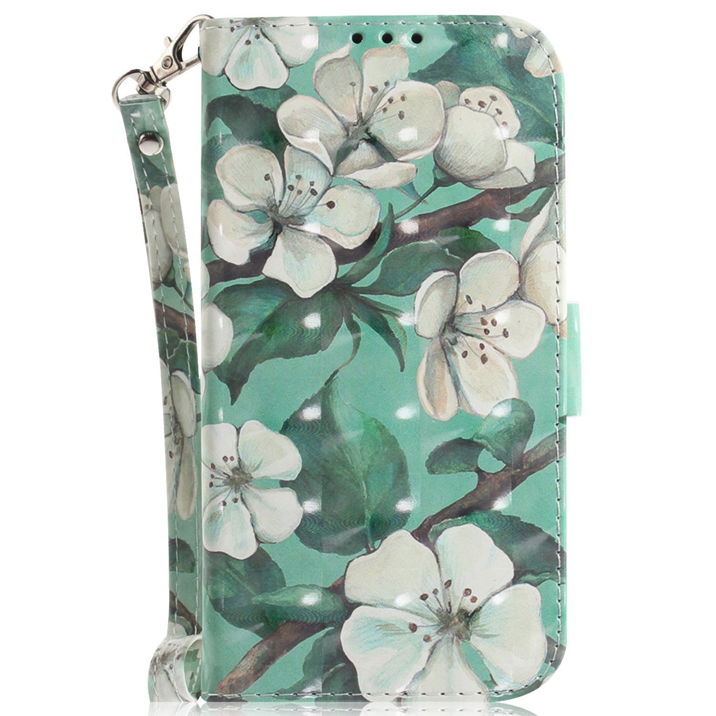 Anti-drop Cell Phone Cover for OnePlus 11 5G Pattern Printing Leather Wallet Phone Stand Case with Strap - Watercolor Flowers