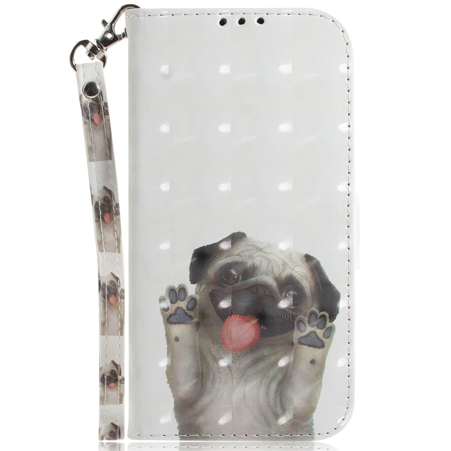 Anti-drop Cell Phone Cover for OnePlus 11 5G Pattern Printing Leather Wallet Phone Stand Case with Strap - Pug