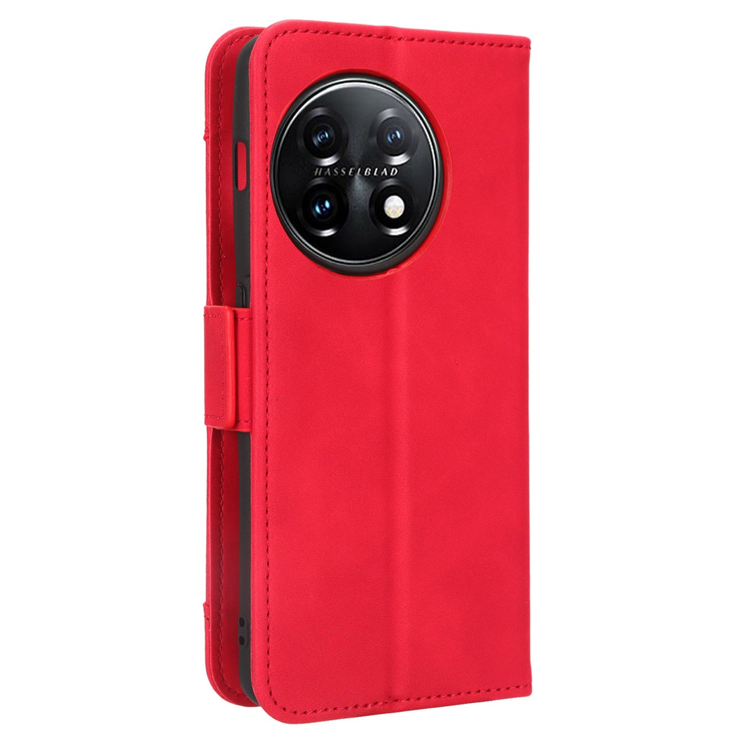 For OnePlus 11R 5G / Ace 2 5G PU Leather Stand Cover Multiple Card Slots Phone Wallet Case - Red