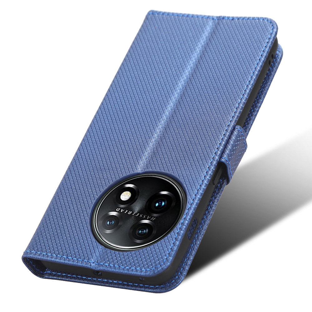 For OnePlus 11R 5G / Ace 2 5G Diamond Texture Stand Cover PU Leather Wallet Shockproof Phone Case - Blue