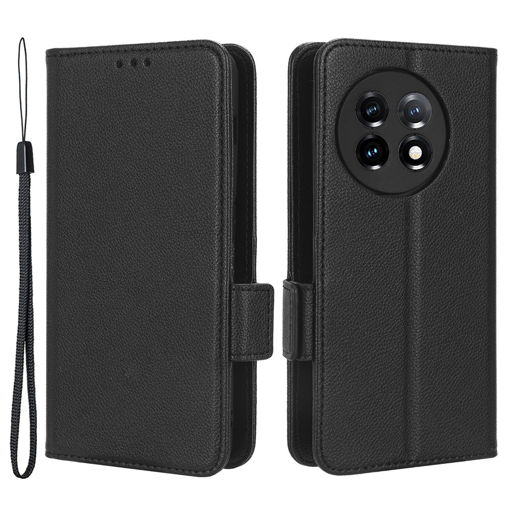 For OnePlus Ace 2 5G / 11R 5G Phone Case Folding Stand Litchi Texture Leather Wallet Phone Cover - Black