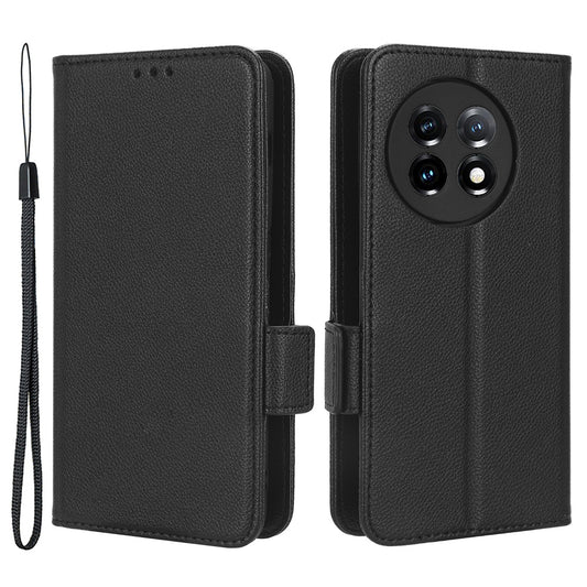 For OnePlus Ace 2 5G / 11R 5G Phone Case Folding Stand Litchi Texture Leather Wallet Phone Cover - Black