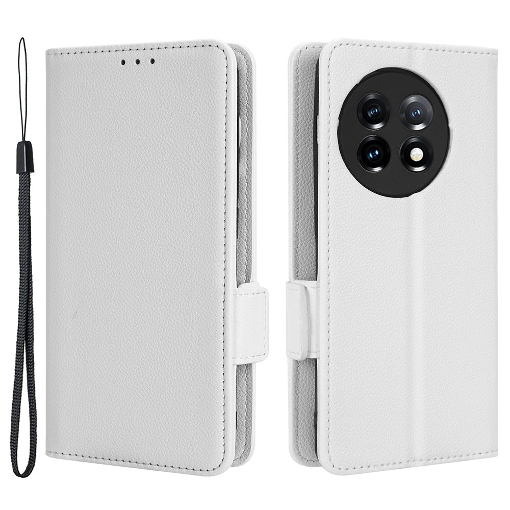 For OnePlus Ace 2 5G / 11R 5G Phone Case Folding Stand Litchi Texture Leather Wallet Phone Cover - White