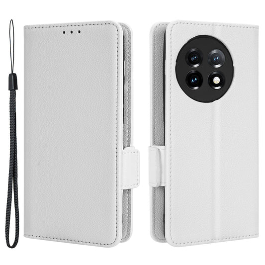 For OnePlus Ace 2 5G / 11R 5G Phone Case Folding Stand Litchi Texture Leather Wallet Phone Cover - White