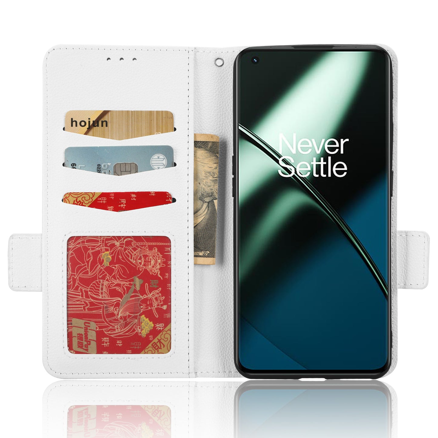 For OnePlus Ace 2 5G / 11R 5G Phone Case Folding Stand Litchi Texture Leather Wallet Phone Cover - White