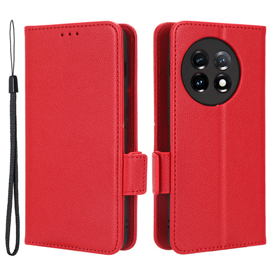 For OnePlus Ace 2 5G / 11R 5G Phone Case Folding Stand Litchi Texture Leather Wallet Phone Cover - Red