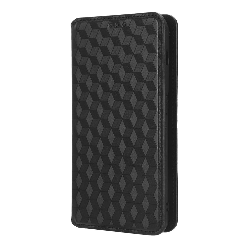 For OnePlus Ace 2 5G / 11R 5G Wallet Stand Phone Case PU Leather Imprinted Rhombus Pattern Phone Cover - Black