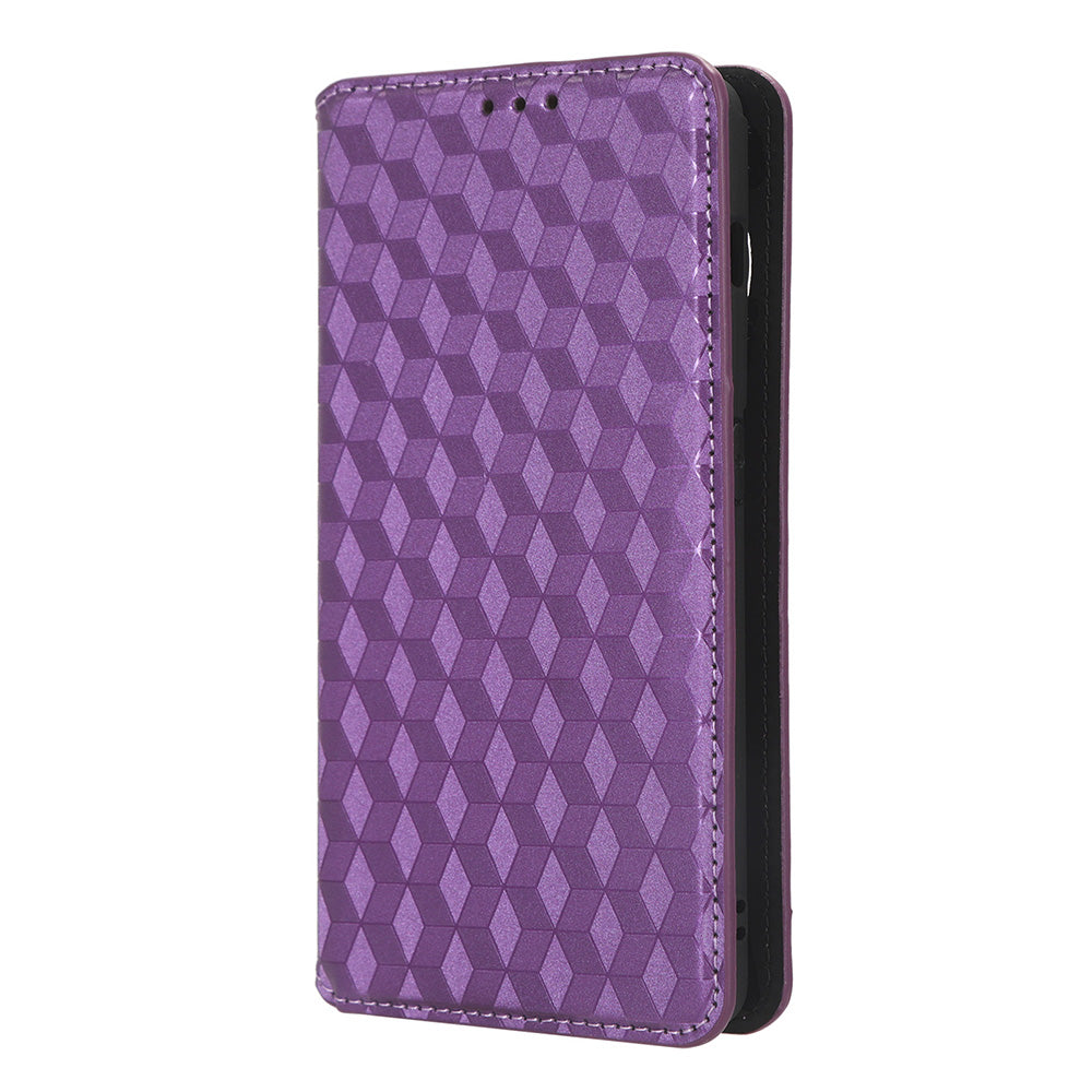 For OnePlus Ace 2 5G / 11R 5G Wallet Stand Phone Case PU Leather Imprinted Rhombus Pattern Phone Cover - Purple