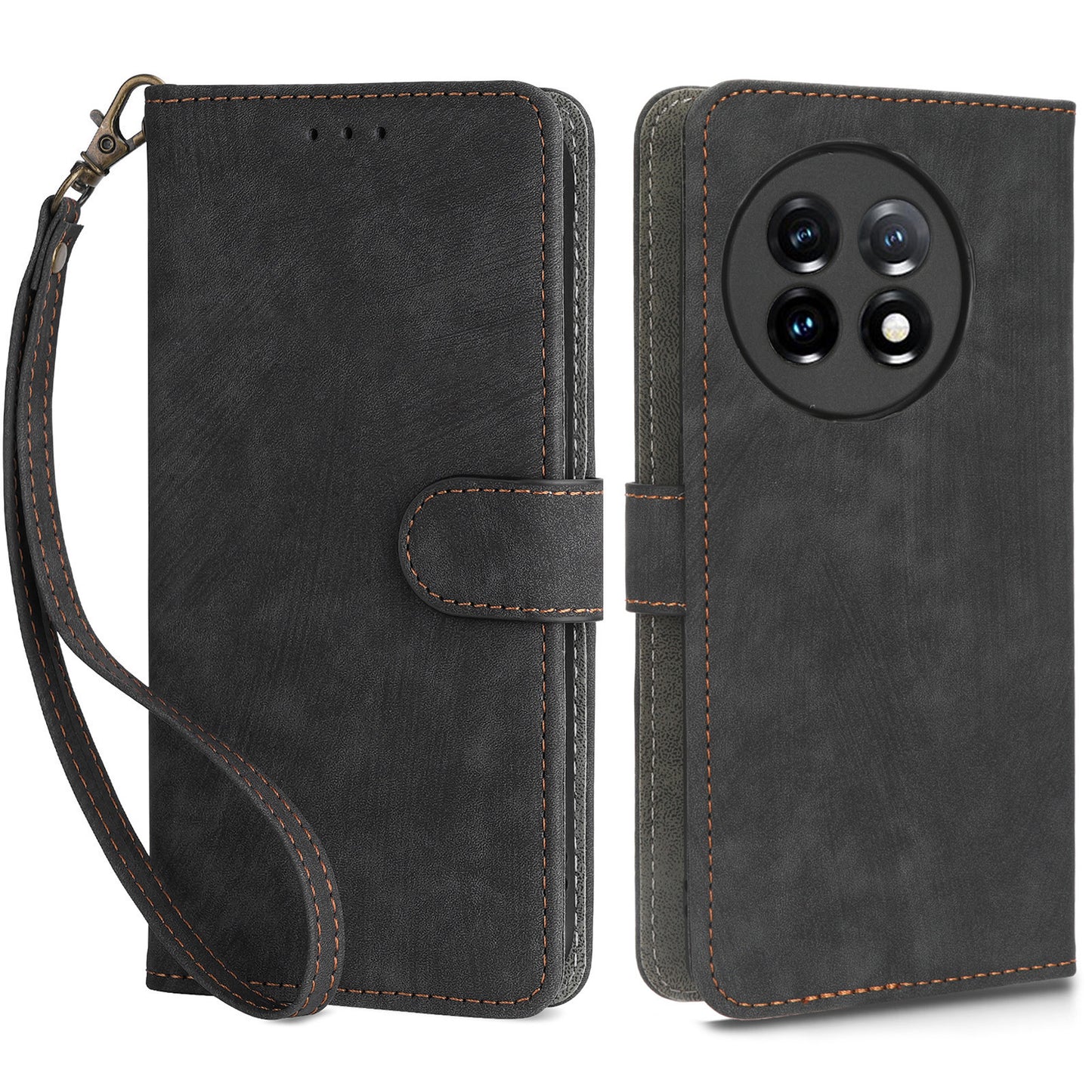 For OnePlus Ace 2 5G / 11R 5G Wallet Case RFID Blocking Leather Stand Phone Cover with Strap - Black