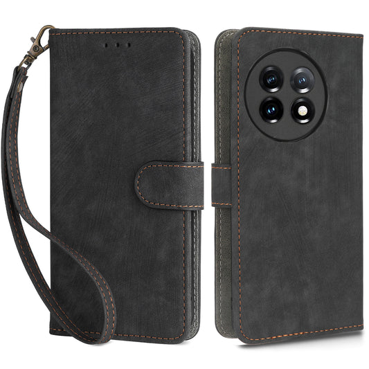 For OnePlus Ace 2 5G / 11R 5G Wallet Case RFID Blocking Leather Stand Phone Cover with Strap - Black