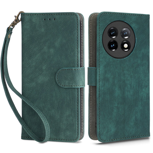 For OnePlus Ace 2 5G / 11R 5G Wallet Case RFID Blocking Leather Stand Phone Cover with Strap - Green