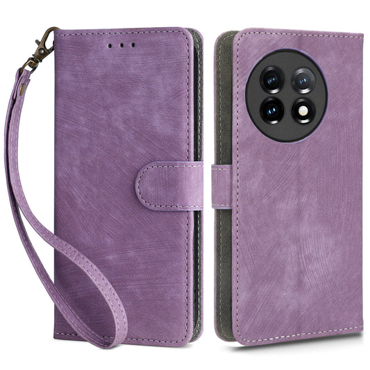 For OnePlus Ace 2 5G / 11R 5G Wallet Case RFID Blocking Leather Stand Phone Cover with Strap - Purple