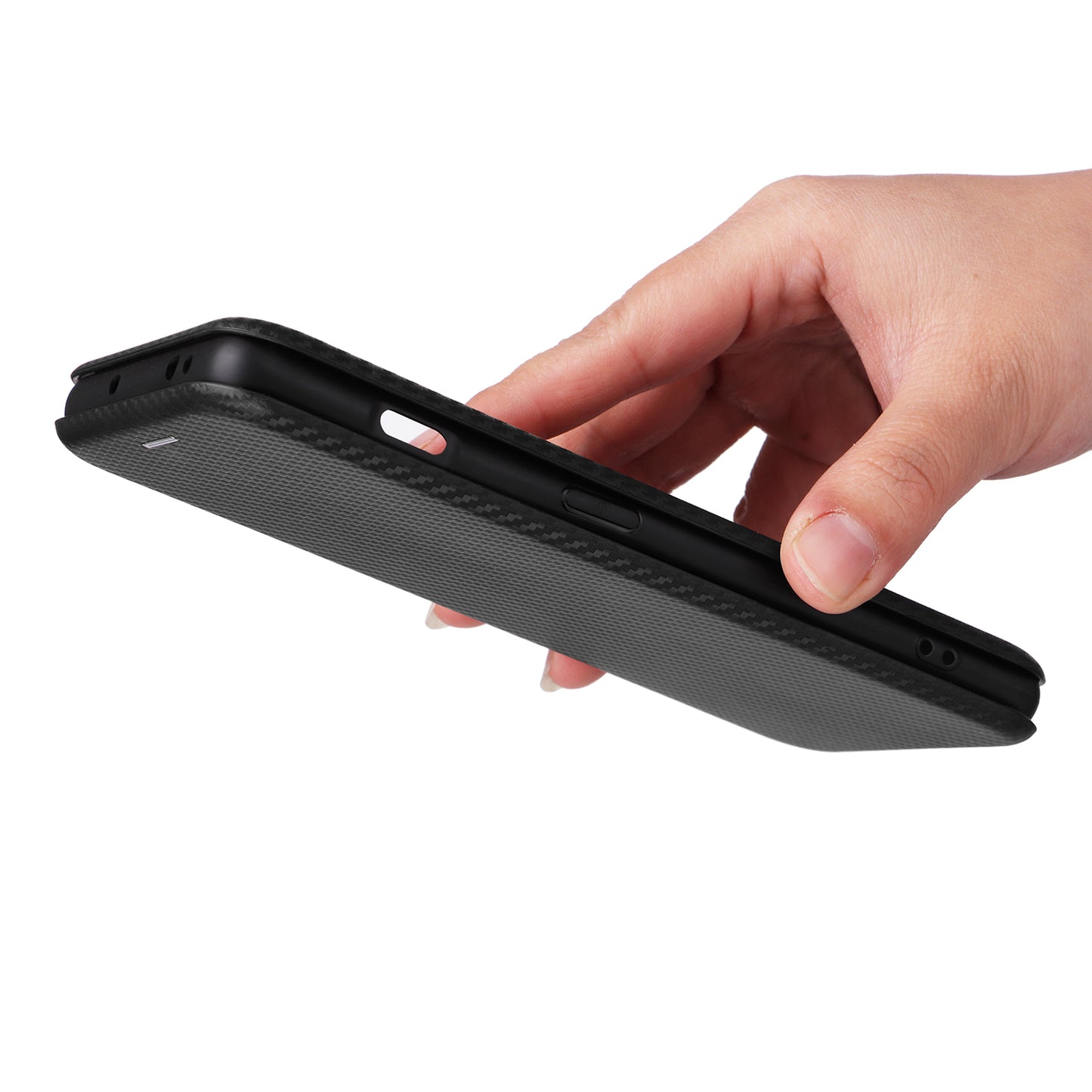 For OnePlus Ace 2 5G / 11R 5G Card Holder Phone Cover Carbon Fiber Texture Leather Phone Stand Case - Black