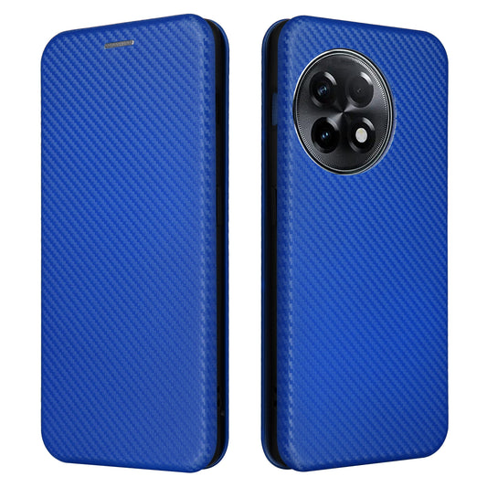 For OnePlus Ace 2 5G / 11R 5G Card Holder Phone Cover Carbon Fiber Texture Leather Phone Stand Case - Blue