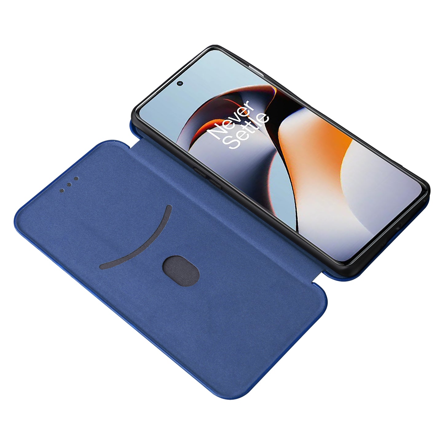 For OnePlus Ace 2 5G / 11R 5G Card Holder Phone Cover Carbon Fiber Texture Leather Phone Stand Case - Blue