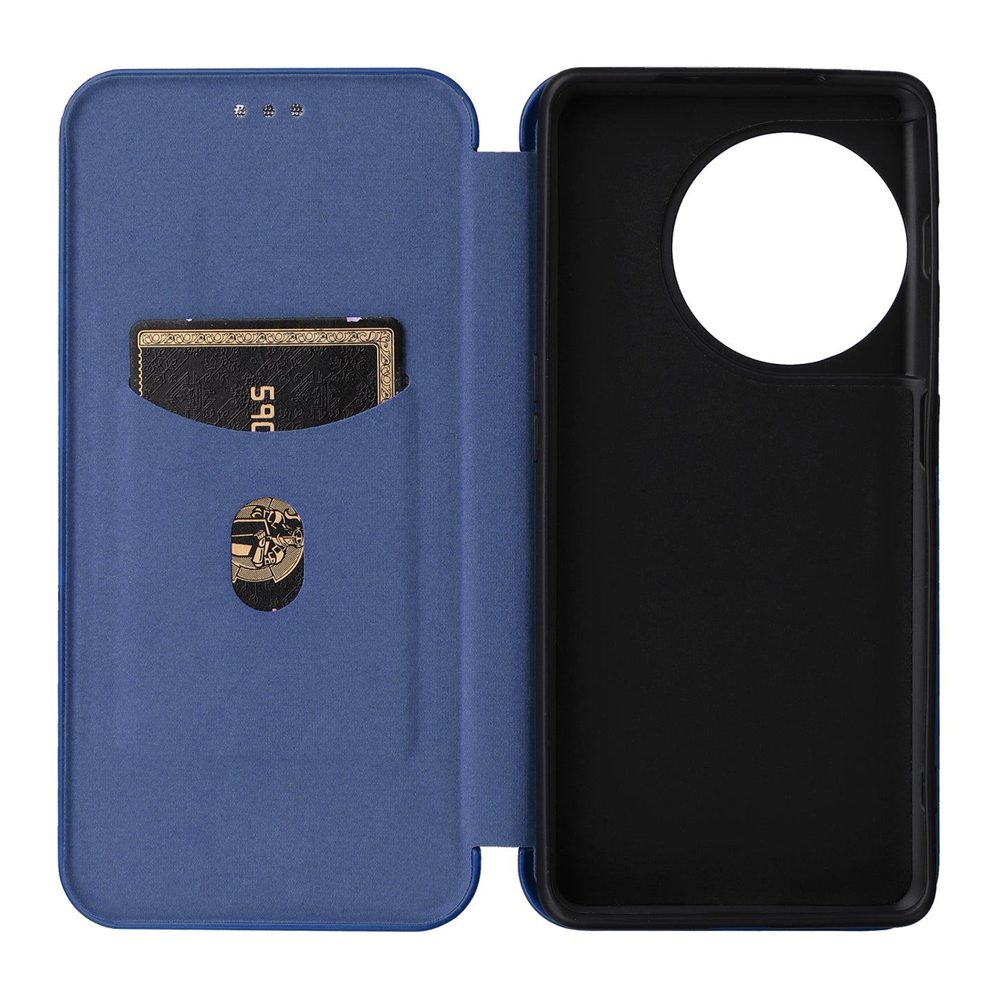 For OnePlus Ace 2 5G / 11R 5G Card Holder Phone Cover Carbon Fiber Texture Leather Phone Stand Case - Blue