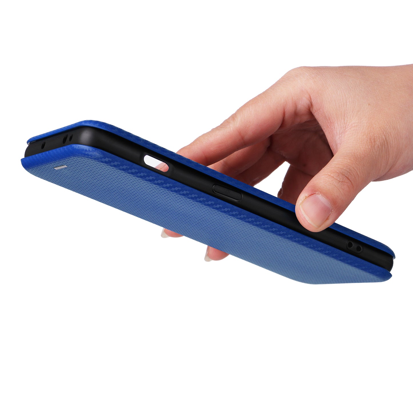 For OnePlus Ace 2 5G / 11R 5G Card Holder Phone Cover Carbon Fiber Texture Leather Phone Stand Case - Blue