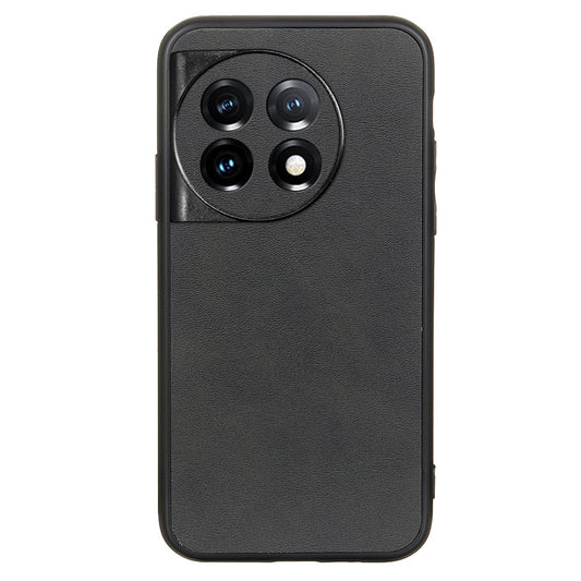 For OnePlus Ace 2 5G / 11R 5G Cell Phone Case PC+TPU+PU Leather Cowhide Texture Back Cover - Black