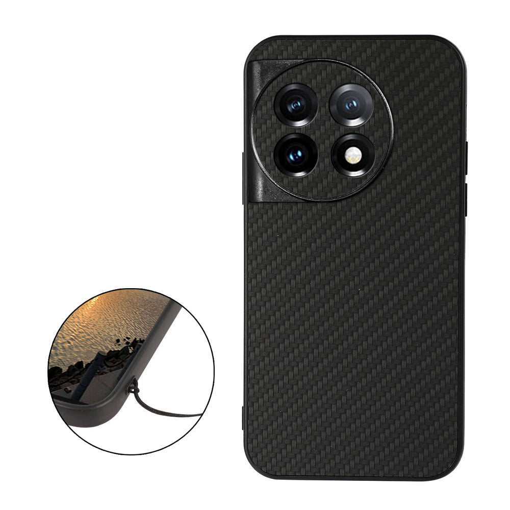 For OnePlus Ace 2 5G / 11R 5G PU Leather Coated TPU Drop-proof Cover Carbon Fiber Texture Phone Case - Black