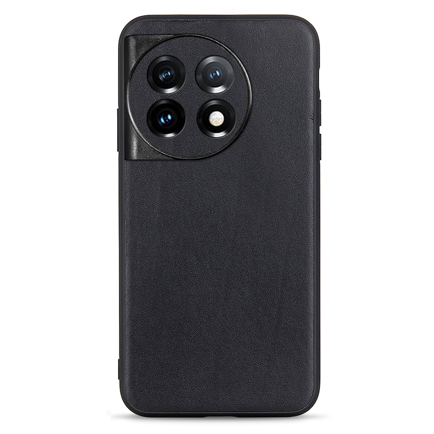 For OnePlus Ace 2 5G / 11R 5G Drop-proof Phone Case Textured Genuine Leather Coated TPU Mobile Cover - Black