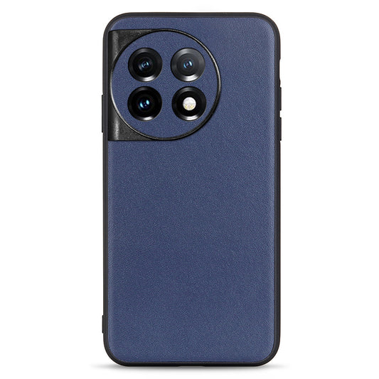 For OnePlus Ace 2 5G / 11R 5G Drop-proof Phone Case Textured Genuine Leather Coated TPU Mobile Cover - Blue