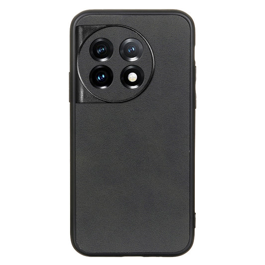 For OnePlus 11 5G PC+TPU+PU Leather Phone Case Cowhide Texture Anti-Scratch Back Cover - Black