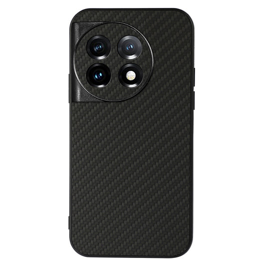 For OnePlus 11 5G Carbon Fiber Texture Phone Case Anti-drop PU Leather Coated TPU Cover - Black