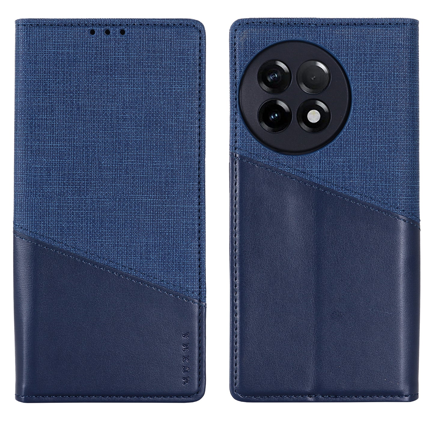 MUXMA MX109 RFID Blocking Phone Case for OnePlus 11R 5G / Ace 2 5G , PU Leather Magnetic Wallet Cover Stand - Blue
