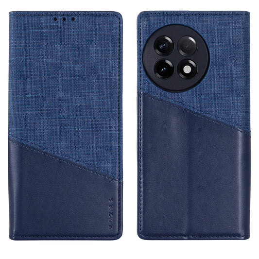 MUXMA MX109 RFID Blocking Phone Case for OnePlus 11R 5G / Ace 2 5G , PU Leather Magnetic Wallet Cover Stand - Blue
