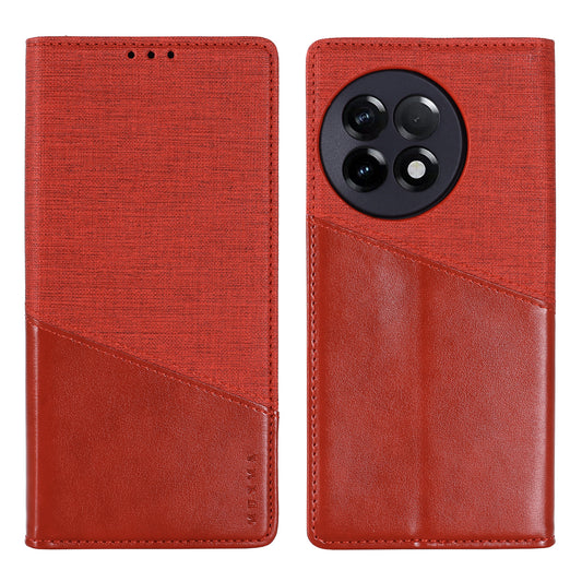 MUXMA MX109 RFID Blocking Phone Case for OnePlus 11R 5G / Ace 2 5G , PU Leather Magnetic Wallet Cover Stand - Red