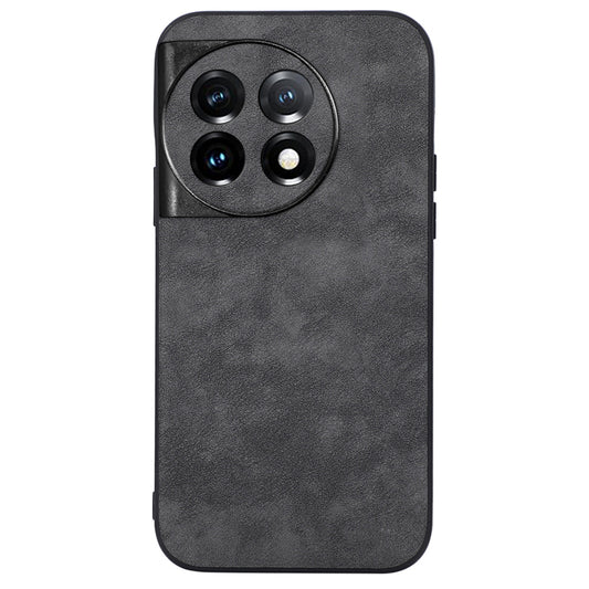 Phone Shell for OnePlus 11 5G , Textured PU Leather Coated PC+TPU Protector Cover - Black