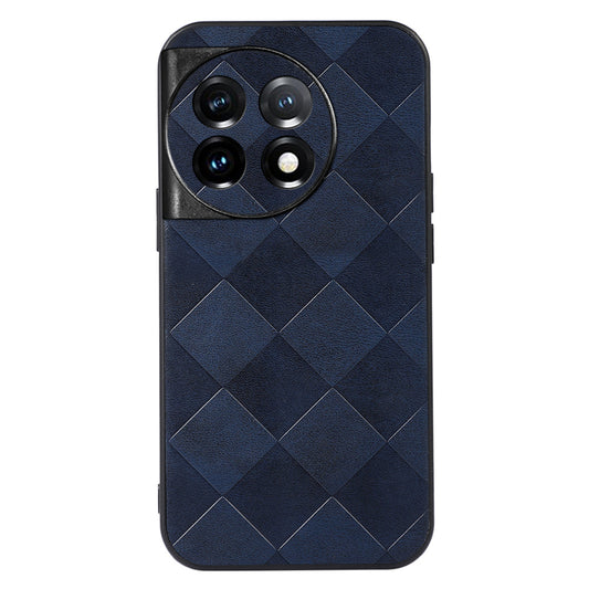 For OnePlus Ace 2 5G / 11R 5G PC+TPU+PU Leather Phone Cover Anti-Scratch Grid Texture Cell Phone Case - Blue