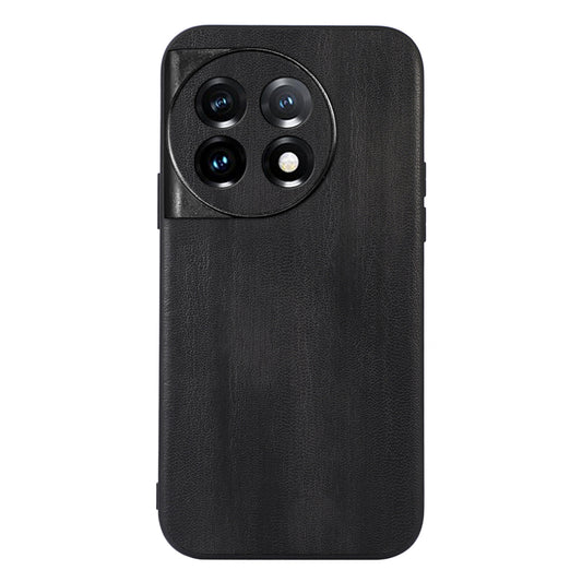 For OnePlus 11 5G Anti-dust Cell Phone Case Cowhide Textured PU Leather+TPU+PC Protective Cover - Black