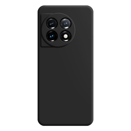 For OnePlus 11 5G Soft TPU Non-Slip Rubberized Back Cover Fiber Lining Straight Edge Phone Case - Black