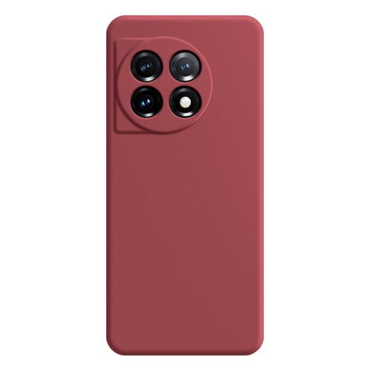 For OnePlus 11 5G Soft TPU Non-Slip Rubberized Back Cover Fiber Lining Straight Edge Phone Case - Red