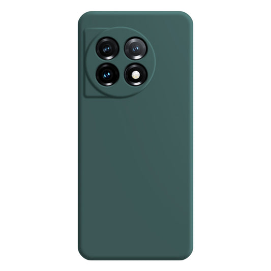 For OnePlus 11 5G Soft TPU Non-Slip Rubberized Back Cover Fiber Lining Straight Edge Phone Case - Blackish Green