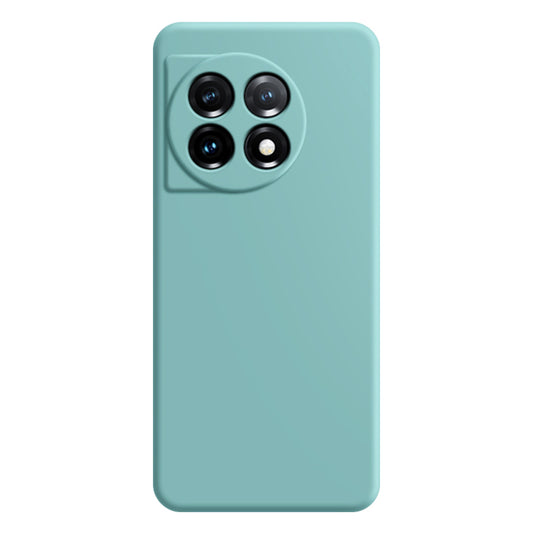 For OnePlus 11 5G Soft TPU Non-Slip Rubberized Back Cover Fiber Lining Straight Edge Phone Case - Cyan