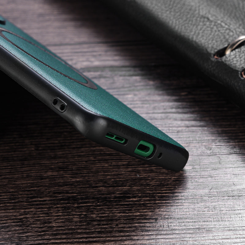 Compatible with MagSafe Charger Case for OnePlus 11 5G PU Leather Coated TPU+PC Phone Back Cover - Black