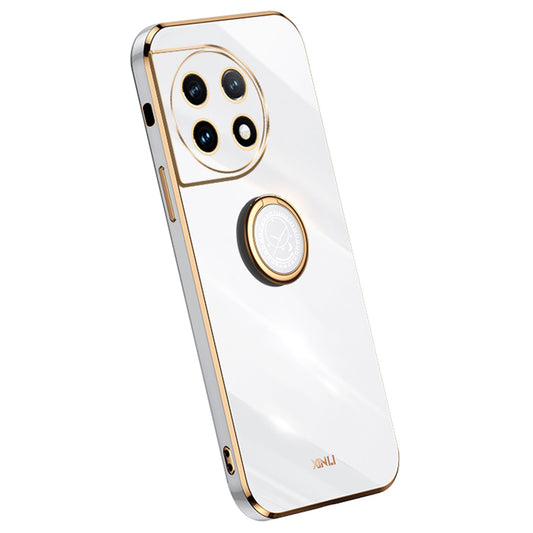 XINLI For OnePlus Ace 2 5G / 11R 5G Electroplating Phone Case Ring Kickstand Soft TPU Phone Cover - White