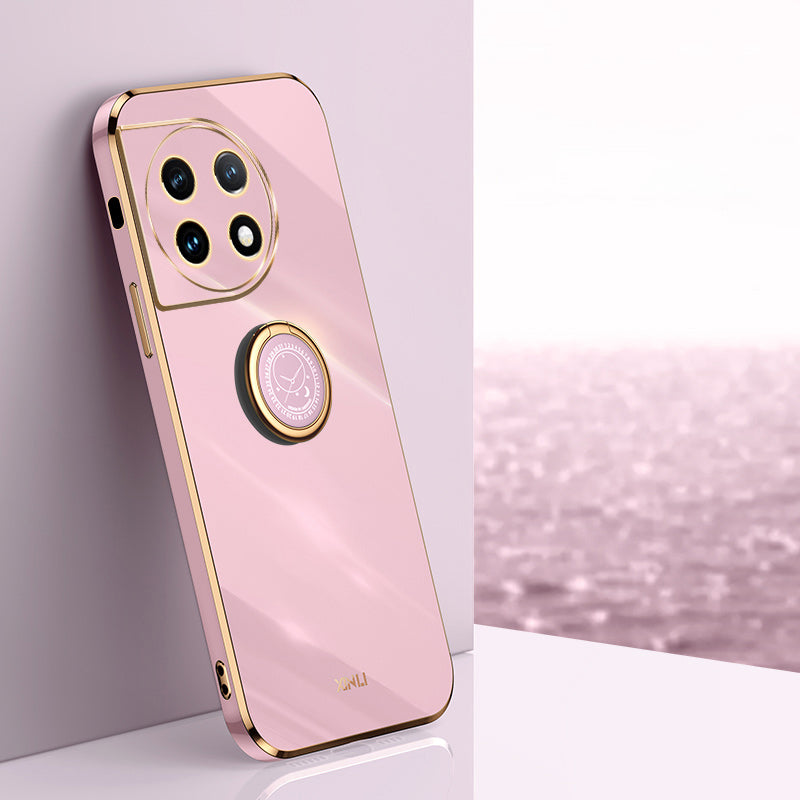 XINLI For OnePlus Ace 2 5G / 11R 5G Electroplating Phone Case Ring Kickstand Soft TPU Phone Cover - Purple