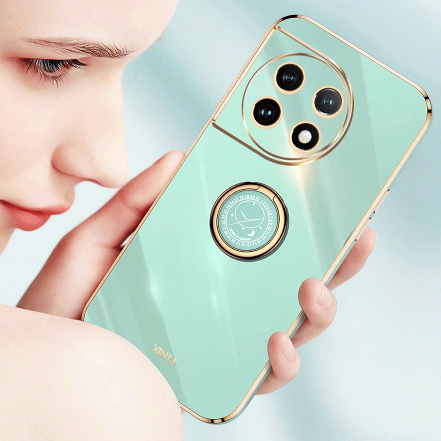 XINLI For OnePlus Ace 2 5G / 11R 5G Electroplating Phone Case Ring Kickstand Soft TPU Phone Cover - Purple