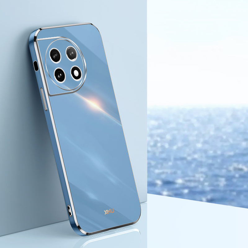 XINLI TPU Phone Case for OnePlus 11 5G , Full Lens Protection Electroplating Edge Phone Cover - Blue