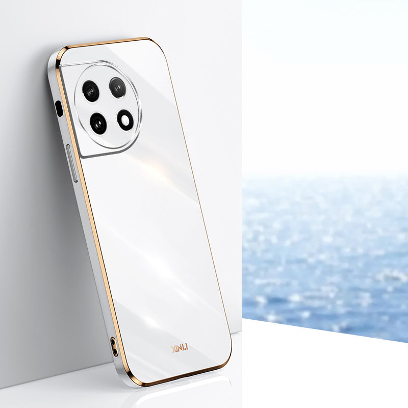 XINLI TPU Phone Case for OnePlus 11 5G , Full Lens Protection Electroplating Edge Phone Cover - White