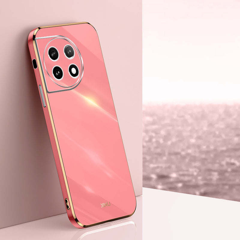 XINLI TPU Phone Case for OnePlus 11 5G , Full Lens Protection Electroplating Edge Phone Cover - Red