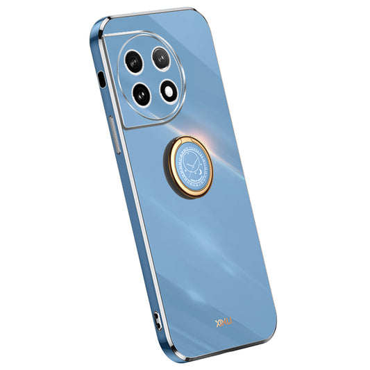 XINLI For OnePlus 11 5G Ring Kickstand Electroplating Phone Case Anti-drop TPU Phone Cover - Blue