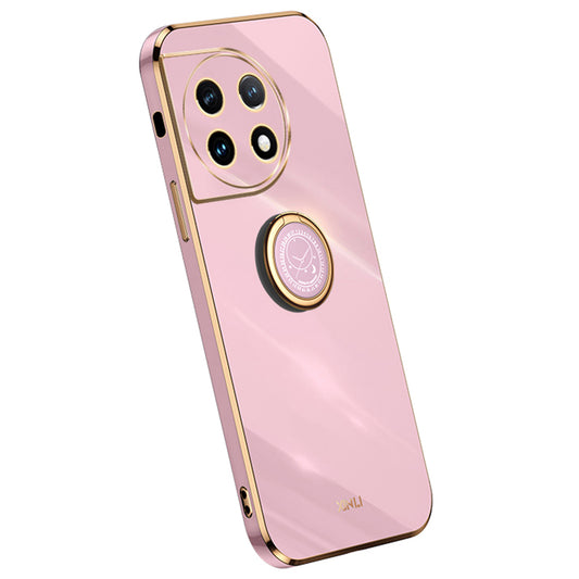XINLI For OnePlus 11 5G Ring Kickstand Electroplating Phone Case Anti-drop TPU Phone Cover - Purple