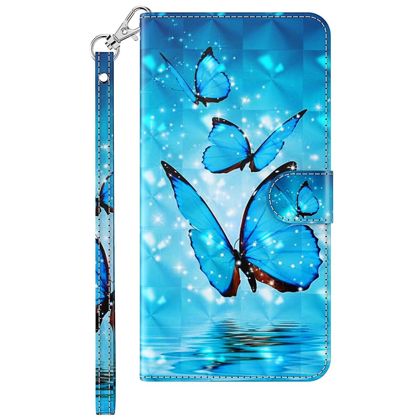 For OnePlus 11 5G PU Leather 3D Pattern Printing Phone Case Flip Wallet Stand Protective Cover - Blue Butterflies