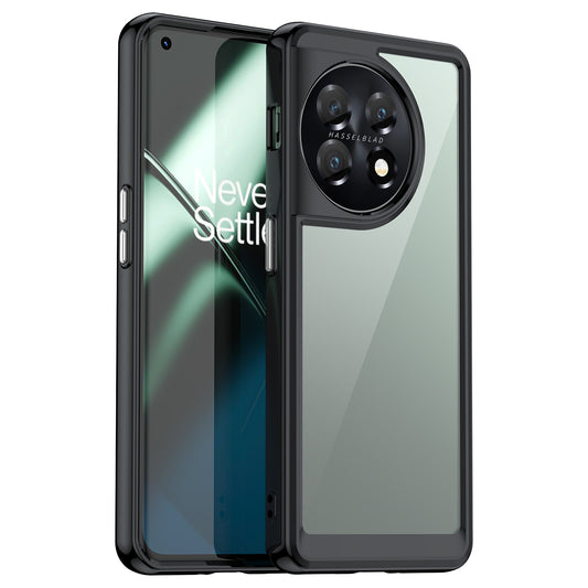 For OnePlus 11 5G Soft TPU Hard Acrylic Phone Case Clear Shockproof Phone Shell Cover - Black
